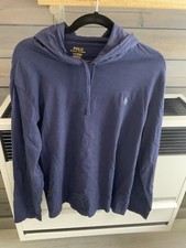 Polo Ralph Lauren Mens Blue Drawstring Pullover Hoodie Size L