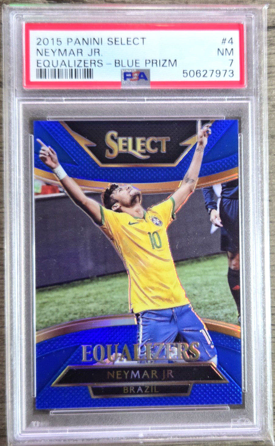 2015 Panini Select #4 Neymar Jr Prizm Equalizers /299 PSA 7 Brazil Blue
