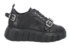AGL Black Leather Buckle Lace-Up Sneakers Women’s Shoes  EU 38 US 8 ITALY $565