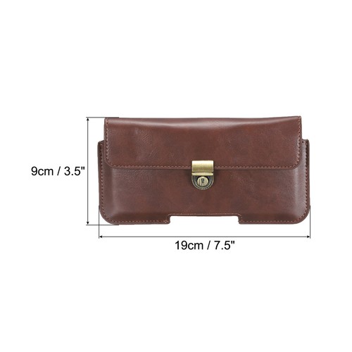 Phone Belt Holder for 6.4-7.2" Phone Horizontal Leather Dark Brown - Zdjęcie 2 z 7