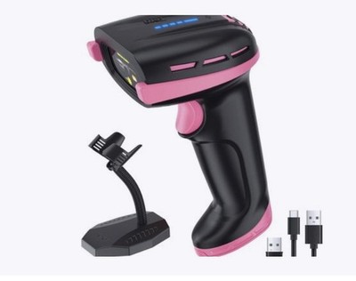 Tera Pro Barcode Scanner Wireless Bluetooth QR 1D 2D Rechargeable Pink D6100