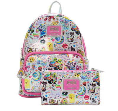 Loungefly Lisa Frank Iridescent Prism Holographic Backpack & Wallet