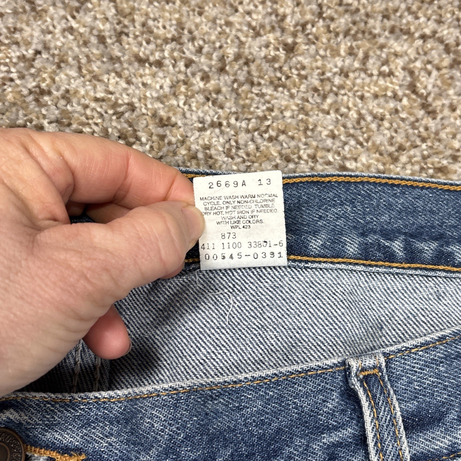 Vintage Levi's 545 Brown Tab Jeans Mens 44x34 (42x33.5) Loose Fit Blue Denim - View 5