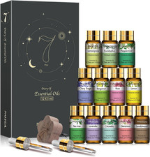 Essential Oil Set, 12X5Ml Essential Oils Gift Set with Diffused Wood, 100 Natur