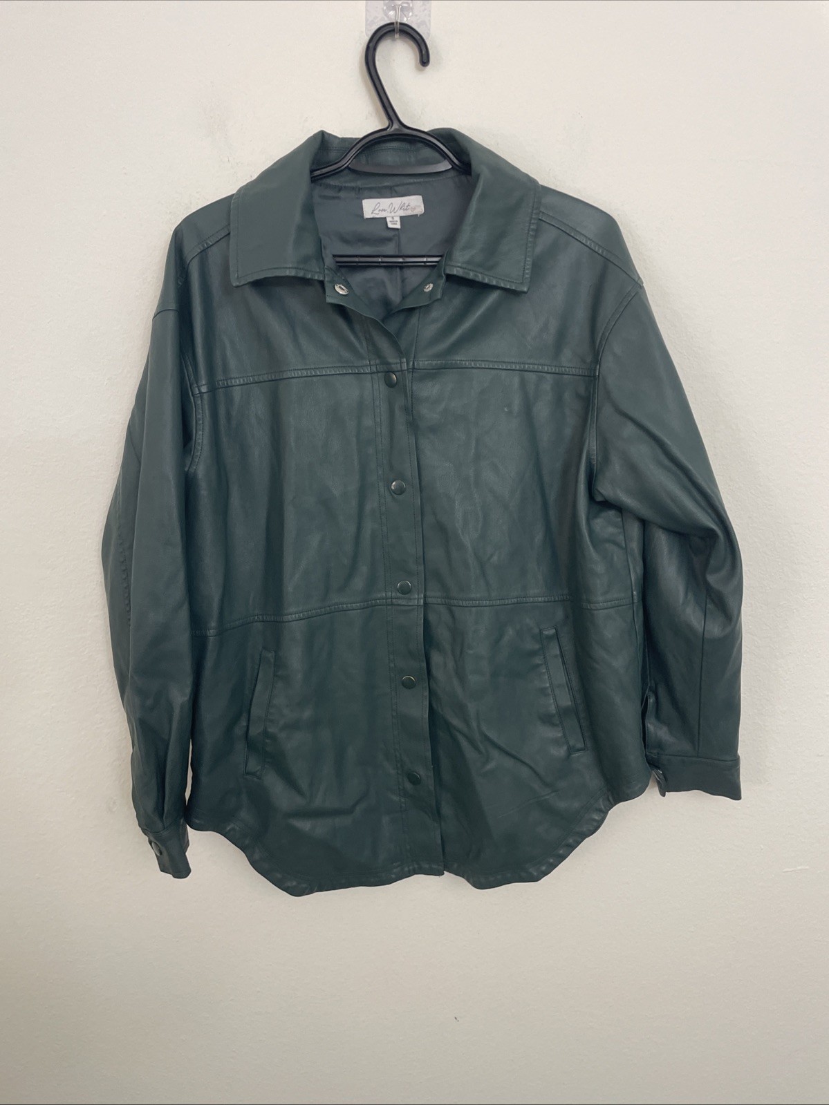 Love, Whit by Whitney Port Green Faux Leather Shacket Size S