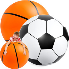 2 Pcs 40 Inch Giant Inflatable Soccer  Basketball, Large Inflatable Beach Balls
