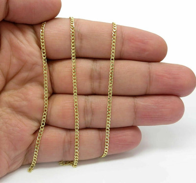 14K Solid Yellow Gold Cuban 2mm Chain Necklace 16'' 18'' 20'' 22'' 24'' 26'' 28'' 30''