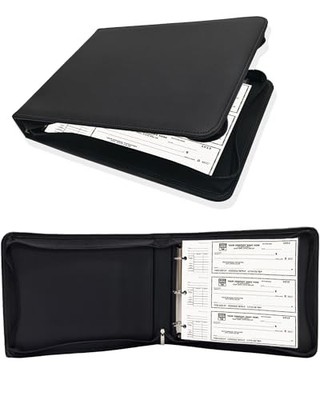 3 Rings Zippered Check Binder for End-Stub Deskbook Checks, Business Checks 