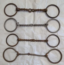 Set of 4 Antique Twisted Snaffle Horse/Mule Bits Equestrian Bridles Tack