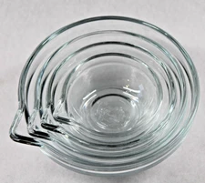 Federal Glass Chefs Ware Nesting Measuring Prep Bowls Set of 4 Clear USA Vintage