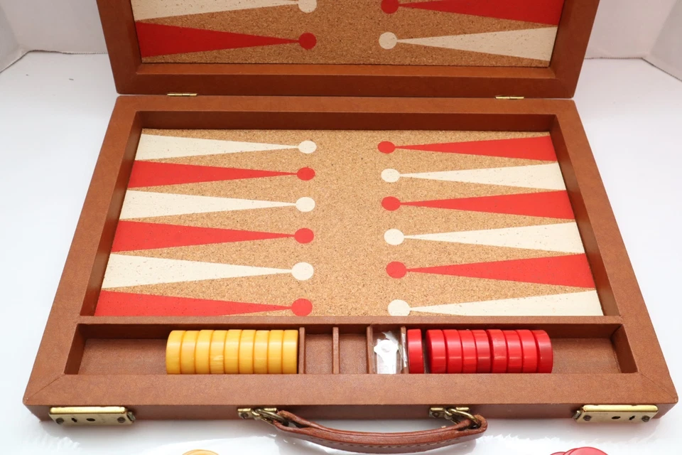 Vintage Bakelite Backgammon set Red, Butterscotch 1.25" Checkers - Image 2 of 4