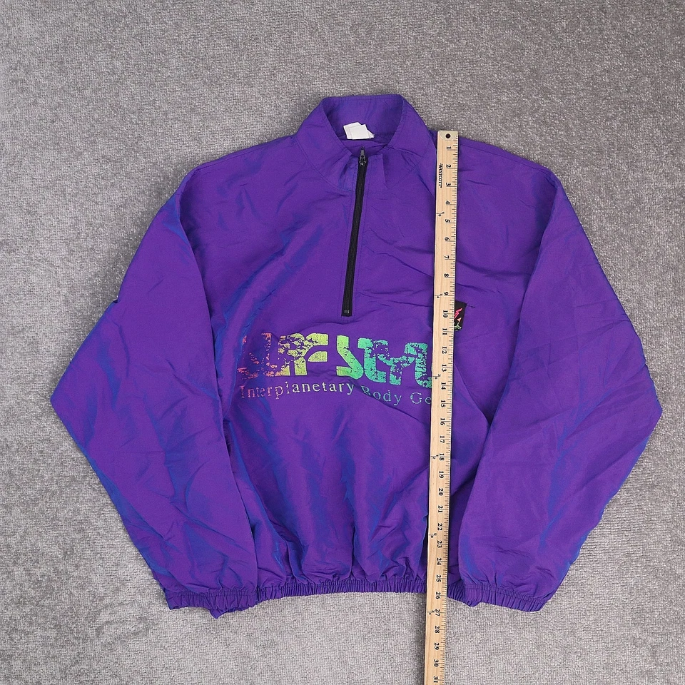 VTG 80s 90s Surf Style Iridescent OS 2XL Purple Long Sleeve Windbreaker Jacket - Image 3 of 4