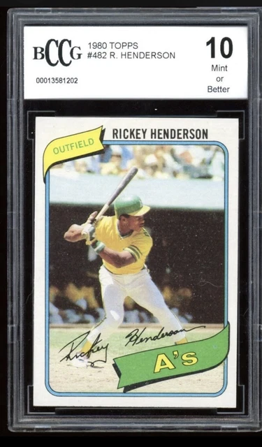 1980 Topps #482 Rickey Henderson Rookie Card BGS BCCG 10 Mint+