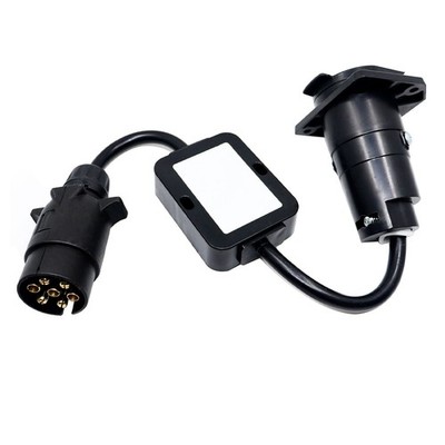 US to EU Trailer Light Converter US 7-Way Blade Socket to EU 7-Pin Round Plug pd