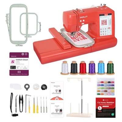 POOLIN EOC05-RE RED  4 x 9in Embroidery Machine Computerized Large LCD.