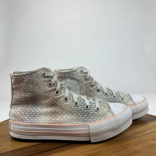 Sneakers alte a sirena rosa grandi per bambini ragazze Converse CTAS Lift Platform taglia 3 anni