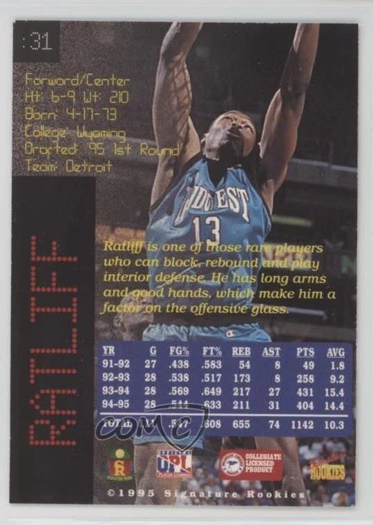1995 Signature Rookies Prime Auto /3000 Theo Ratliff #31 Auto RC - Image 2 of 2