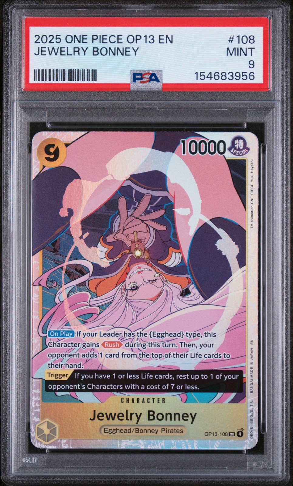 2025 ONE PIECE OP13-CARRYING ON HIS WILL #108 JEWELRY BONNEY PSA 9