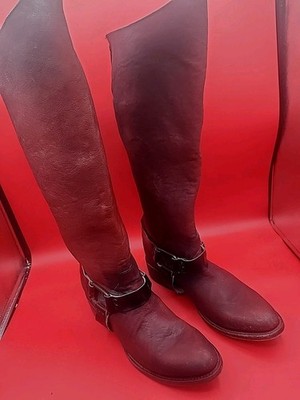 Freebird Philly Harness Knee High Leather Boots FB Rear Zip Womens Size 10