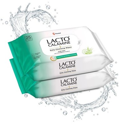 Lacto Calamine Daily Cleansing Face Wipes 25N Each  Makeup Remover Pack of 2