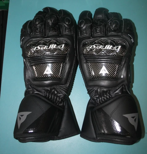 SIZE 9 LARGE DAINESE DRUID 4  LEATHER MOTORCYCLE GLOVES BLACK CHARCOAL NWOT