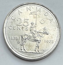 Moneda de un cuarto de dólar de Canadá 1973 - Moneda canadiense de 25 centavos - Policía montada
