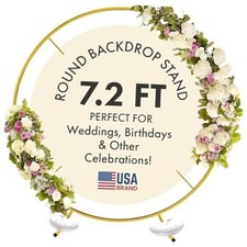 Round Backdrop Stand - Rust Free Iron Made 7.2 Ft Gold Circle Backdrop Stand