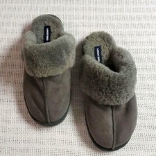 Lands' End Grey Sherpa Lined Backless Sz 11M Slippers