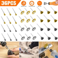 36X Brass Wire Wheel Cup Pen Brush Mix Set For Dremel Rotary Tool Die Grinder US