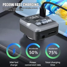 Bluetooth Wireless Charger Player Adapter Radio MP3 PD Transmitter FM USB-C