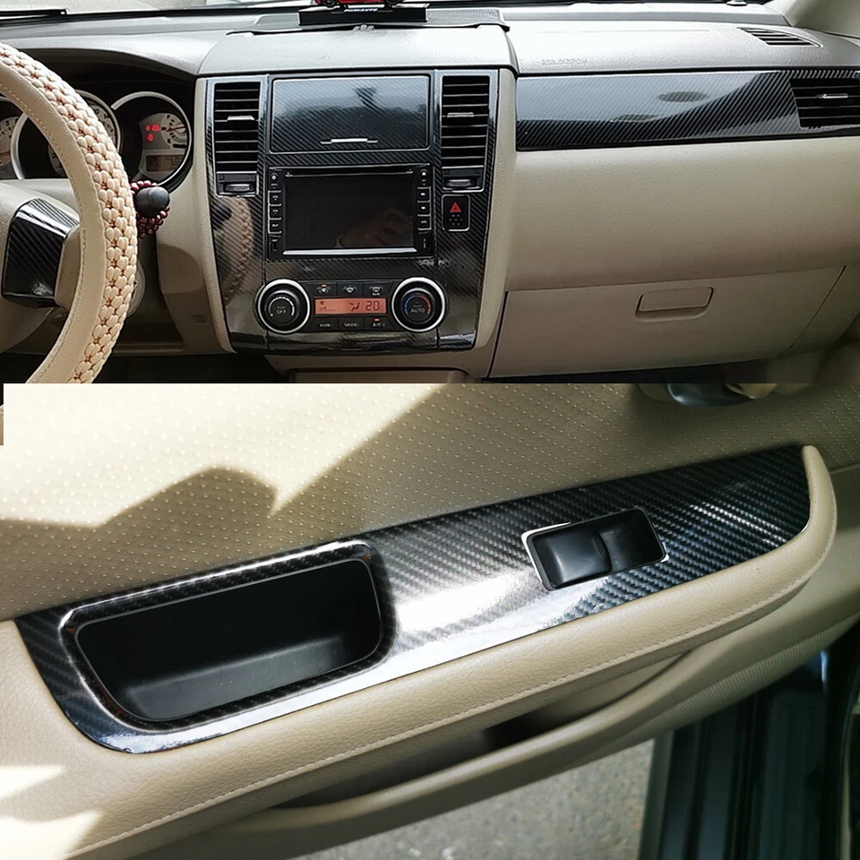 For Nissan Versa 2005-2011 C11 Carbon Fiber Pattern Interior DIY Trim Decals Foto 4 de 4
