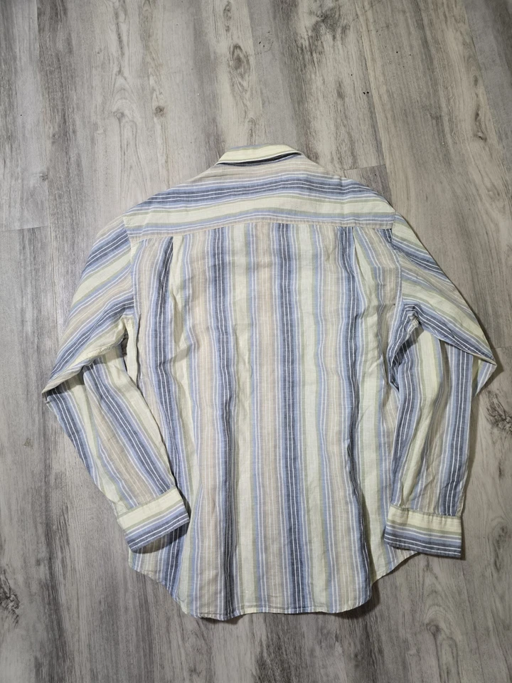 Camisa de Colección Travel Smith Mezcla de Lino Rayas Hombre Talla Grande Manga Larga Foto 3 de 4