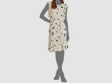 $145 Ralph Lauren Women's White Floral Round Neck Ruffle Shift Dress Size 10