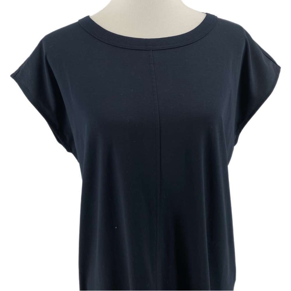 everlane luxe cotton side slit tee dress Everlane The Luxe Cotton Side-Slit Tee Dress Cap Sleeve Midi Black Size XXS
