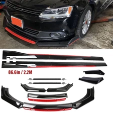 Front Bumper Lip Spoiler Splitter Body Side Skirt Gloss Black For VW Volkswage