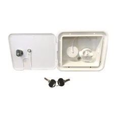 Valterra WHITE Gravity City Water Inlet Fill Dish Hatch Lock RV Trailer