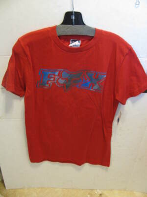 MEN'S GUYS FOX RACING TEE T-SHIRT RED GRAY/ BLUE PRINT LOGO ON CHEST NEW $28