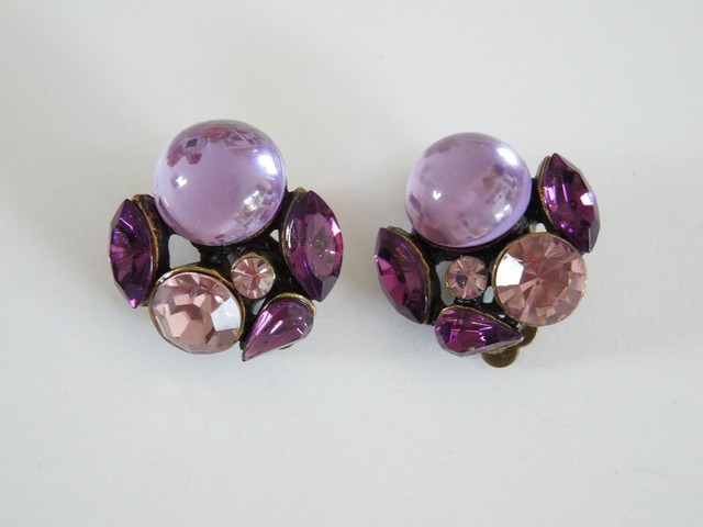 Gioielli-Moda Orecchini a Clip Orecchini Con Viola/Lilla Strass & Vetro 15 6 G/ Gioielli-Moda Orecchini a Clip Orecchini Con Viola/Lilla Strass & Vetro 15 6 G/