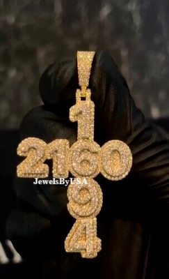 3ct VVS Real Moissanite Custom Sign CAGE BACK 925 Silver Mens Pendant FREE GIFT