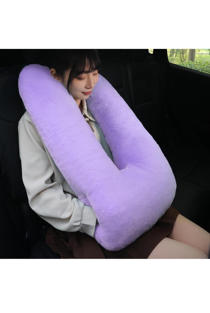 Kids Travel Pillow Car Seat Hand Muff Cushion Support for Adults Purple