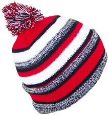 Best Winter Hats Quality Striped Variegated Cuffed Beanie W/Large Pom (L/XL)