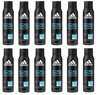 12 Can Adidas Ice Dive Deo Body Spray 150 ml 48hr for comfort and freshness