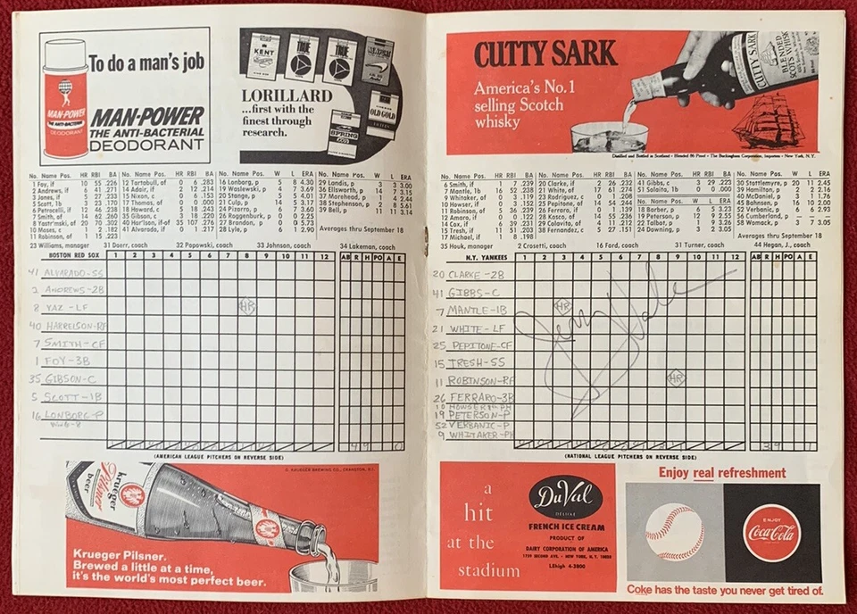 1968 MICKEY Mantle LAST HR #536 NY Yankees baseball Program SIGNED Jerry VALE 1 - Image 3 of 4