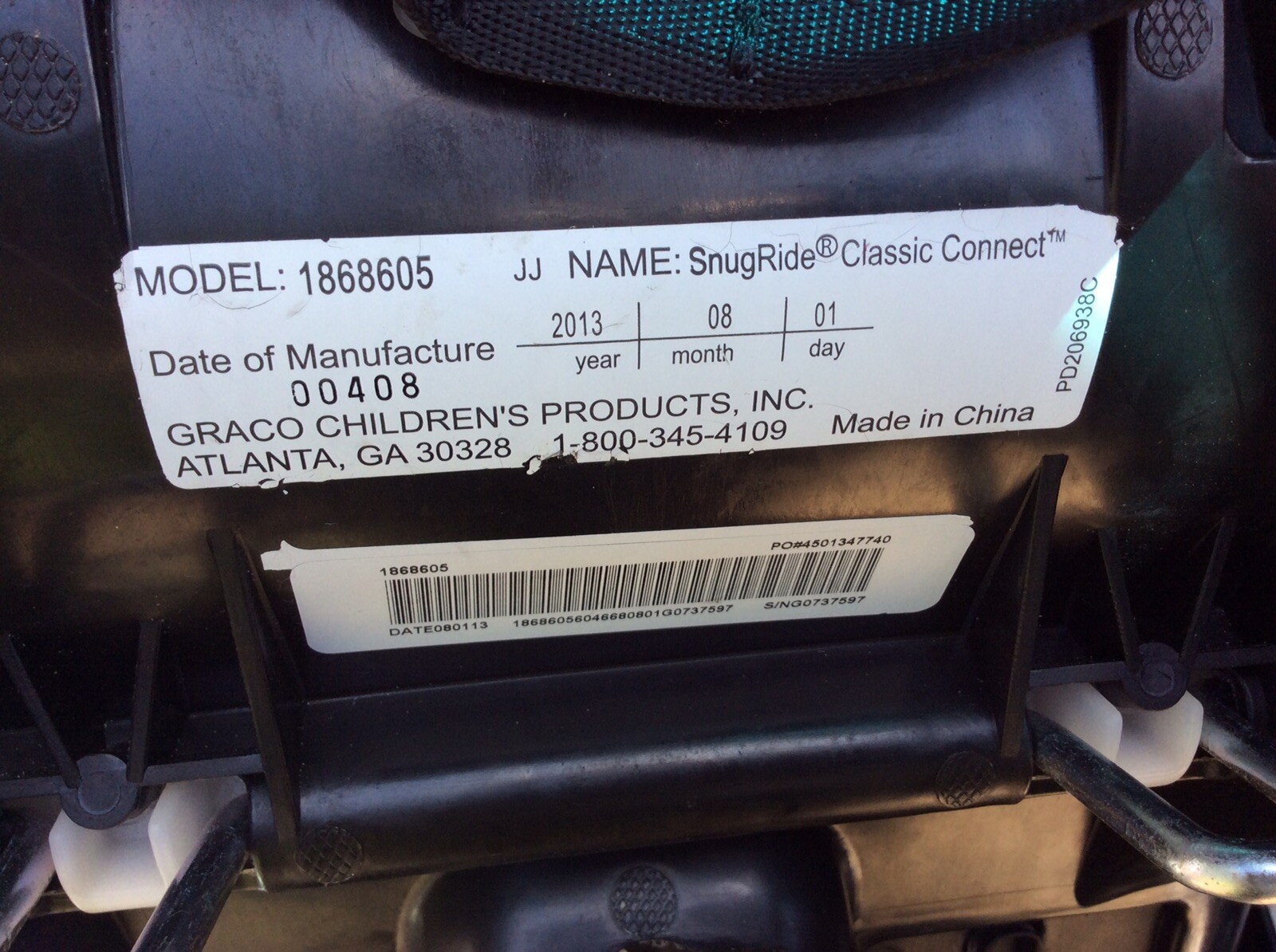 Graco Snugride Click Connect Fabric Car Seat Cover Replacement Part