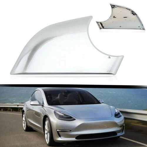 Right Side Door Wing Mirror Cover Lower Holder Chrome For 17-21 Tesla Model 3