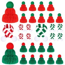 30 Pcs Mini Hat for Craft Knit Small Snowman Hat Mini Christmas Hat Scarf Tin...