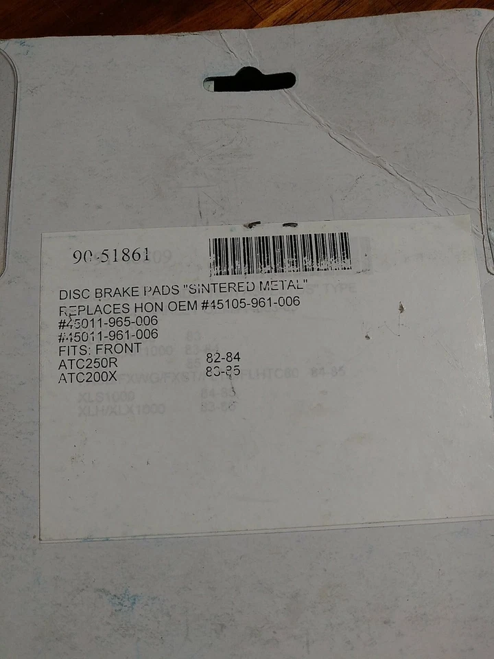 90-51861 Brake Pad Emgo M51861 Honda ATV ATC TRX250X 87-92 ATC200X 83-87 Disk - Image 3 of 4