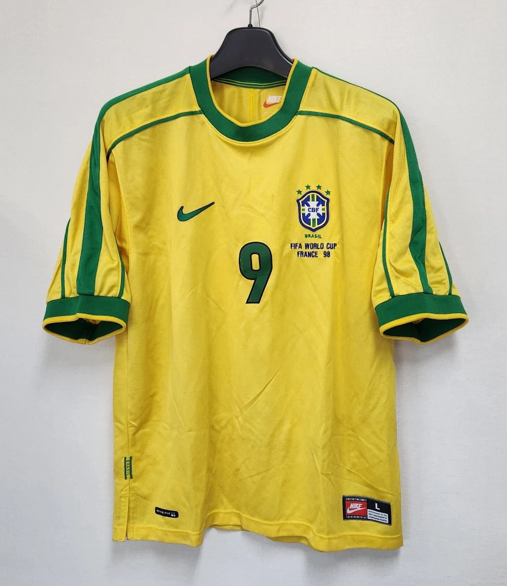 1998 Brazil Home S S No.9 RONALDO 98 France WorldCup jersey shirt