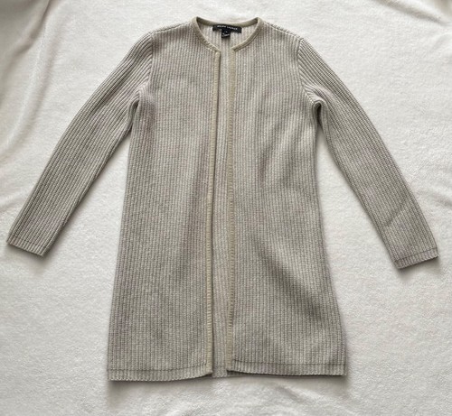 Used Ralph Lauren Black Label Women's Long Cashmere Suede Trim Cardigan Size S