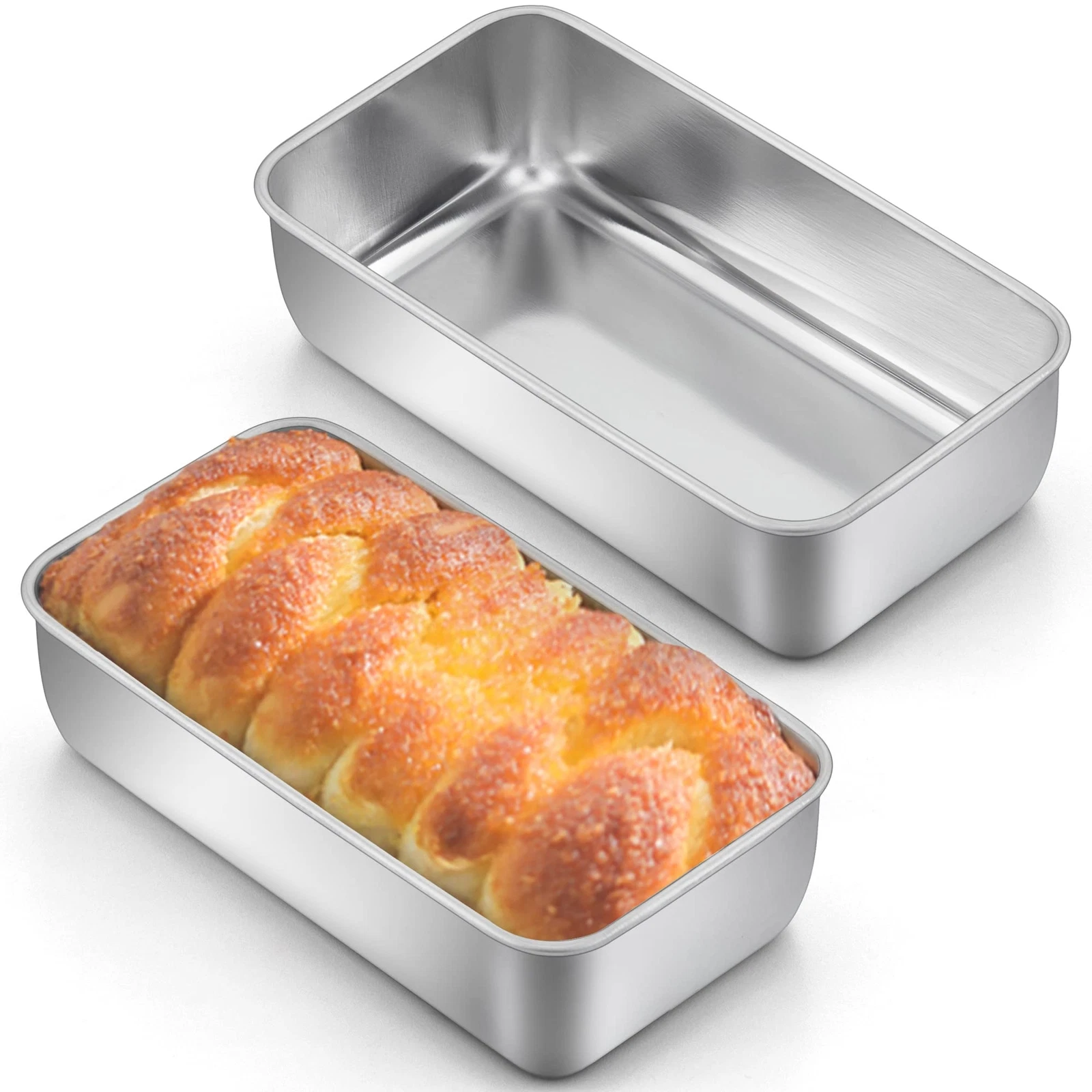 2 Pack Stainless Steel Bread Loaf Pans for Homemade Baking Bread Meatloaf